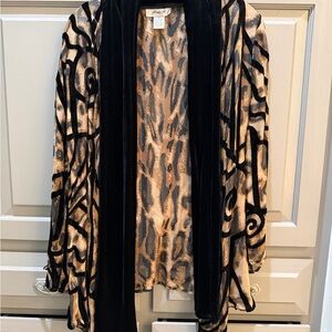 Flowy Silk & Velvet Animal Print Cardigan